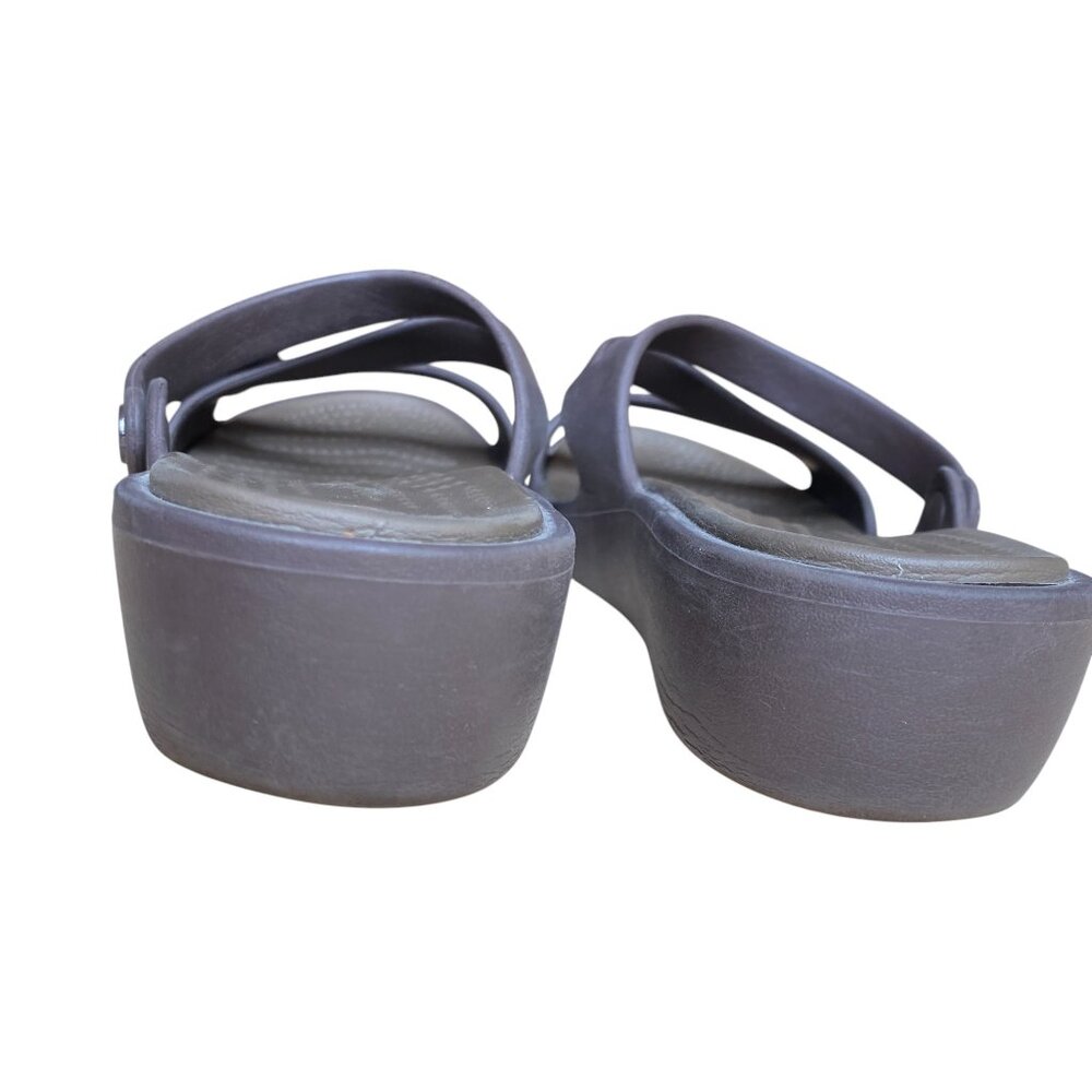 Crocs Patricia II Wedge Sandals Strappy Slip On Brown Comfort Travel Beach-8 - Picture 11 of 15